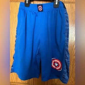 Marvel Avengers Captain America Blue Athletic Shorts Boys Size 10/12